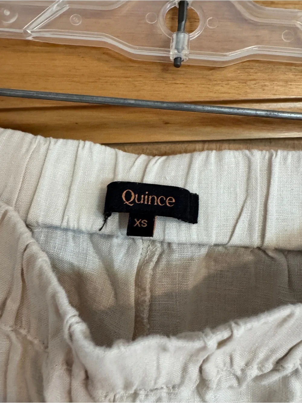 Quince Cream Linen Blend Elastic Waist Pants